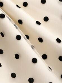 DAZY 女士时尚波尔卡圆点A字迷你裙夏季，荷叶边 - 米色 - 查看 7