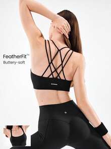 GLOWMODE FeatherFit™ 吊带运动内衣 低冲击瑜伽日常 - 黑色 - 查看 1