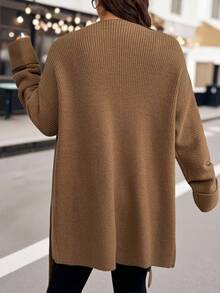 EMERY ROSE Plus Size Women Solid Color Cardigan Sweater, Vintage Design Cowl Neck Plus Size Wrap Sweater Jacket, Casual Loose Knit Sweater Coat, Pilling Resistant Knitwear Suitable For Halloween, Christmas, Back To School, Work/Office, Business Casual, Asymmetrical Design Jacket