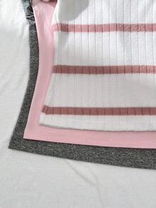 3pcs/Set Tween Girls Casual All-Match Versatile Ribbed Crew Neck Ribbed Long Sleeve T-Shirts, Autumn/Winter - Multicolor - View 7