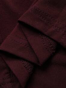 DAZY Elegant Minimalist Ruched Design Slim Fit Long Dress Loungewear For Women - Red Violet - View 9