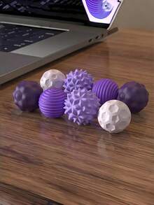 4/8个磁性硅胶球套装，带纹理，可舒缓压力，颜色随机（黑、绿、粉、紫），适用于办公室、教室、公司，全年可用。 - 彩色 - 查看 9