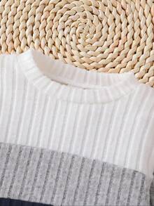 SHEIN Playful Pals 2pcs/Set Baby Boy Unisex Infant Toddler 6M-3T Colorblock White Grey Green Crew Neck Long Sleeve Pullover Top And Solid Green Pants Outfit, Suitable For Outings, Casual Wear, Sports, And School Dark Blue Baby Boy Outfit Baby Set Autumn Winter Season Baby Boy Knitted Set Baby Casual Sets Knit Two Piece Toddler Baby Casual Outfit Babyboy Outifts Baby Boys Outfit Baby Brand Outfite - Royal Blue - View 6