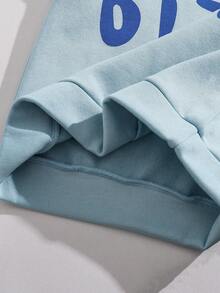 Explorewe Young Boy Letter Print Long Sleeve Thermal Lined Casual Sweatshirt, Autumn/Winter - Baby Blue - View 6