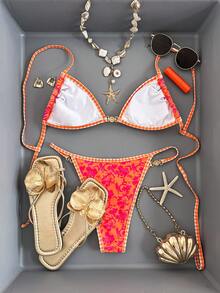 Swim Vcay Damen Sommer Strand Bikini Set mit floralem Aufdruck, zufälliges Muster, sexy