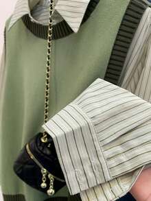 INAWLY Women's Casual Contrast Color Knitted Vest, Autumn - Multicolor - View 5