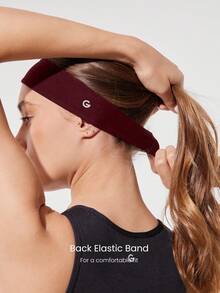 GLOWMODE FeatherFit™ Warm-Up Sweat-Wicking Stretchy Non-Slip Grips Headband Yoga Pilates Gym Workout Training Daily Active Wear - Burgundy - View 2