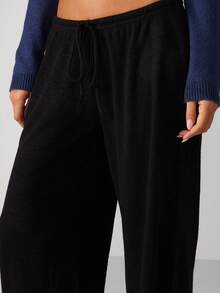 MISSGUIDED Wide Leg High Waisted Palazzo Pants With Drawstring Waist For Casual Comfort - Black - View 4