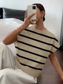 Siren Gaze 女式休闲条纹短袖针织上衣 - 彩色 - 查看 5