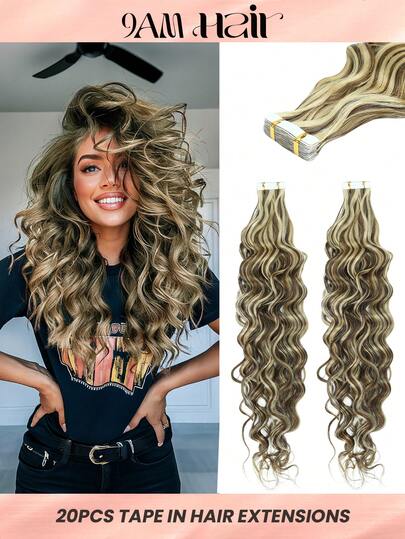 Extensiones de cabello humano Remy con ondas de agua #P4/27 Marrón, 20 piezas 50G, extensiones de cabello virgen