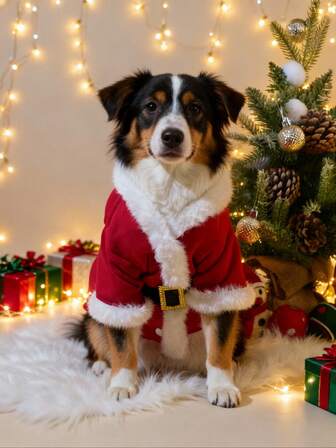 PETSIN 圣诞麋鹿造型宠物棉衣红色圣诞老人造型狗狗棉袄秋冬保暖猫咪衣服