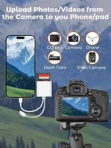 JMMO SD 卡读卡器兼容 iPhone iPad，双闪电和 USB-C 连接器内存 SD 卡适配器，支持 SD/MicroSD 卡，高速追踪相机查看器，即插即用