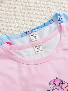 2件套青少年女孩兔子印花长袖休闲套头睡衣 - 紅白色 - 查看 8