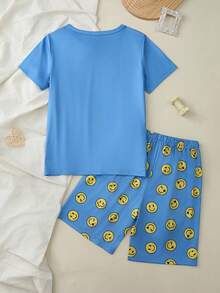 Men's Funny Print Short Sleeve Casual Top And Pants Pajama Set
