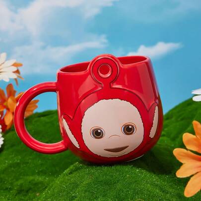 Teletubbies X SHEIN 1pc 15.89oz/470ml Dialogue Pattern Printed Ceramic Mug, Cold And Heat Resistant, Microwave And Dishwasher , Suitable For Water, Milk, Juice, Coffee, Cute, Po, Dance