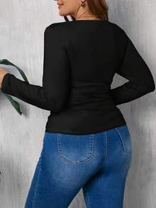 EMERY ROSE 休闲简约渐变色心形印花大码方领 T 恤 - 彩色 - 查看 2