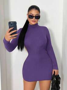 SHEIN Unity Autumn New Vintage Slim Sexy Backless Mini Dress Dress For Women - Purple - View 5