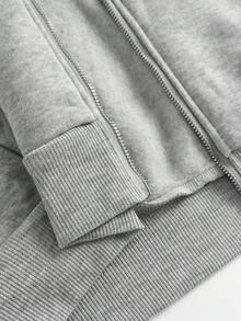 SHEIN Teen Girls' Light Gray Casual Loose Fit Hoodie Sweatshirt, Minimalist Style For Leisure And Workout