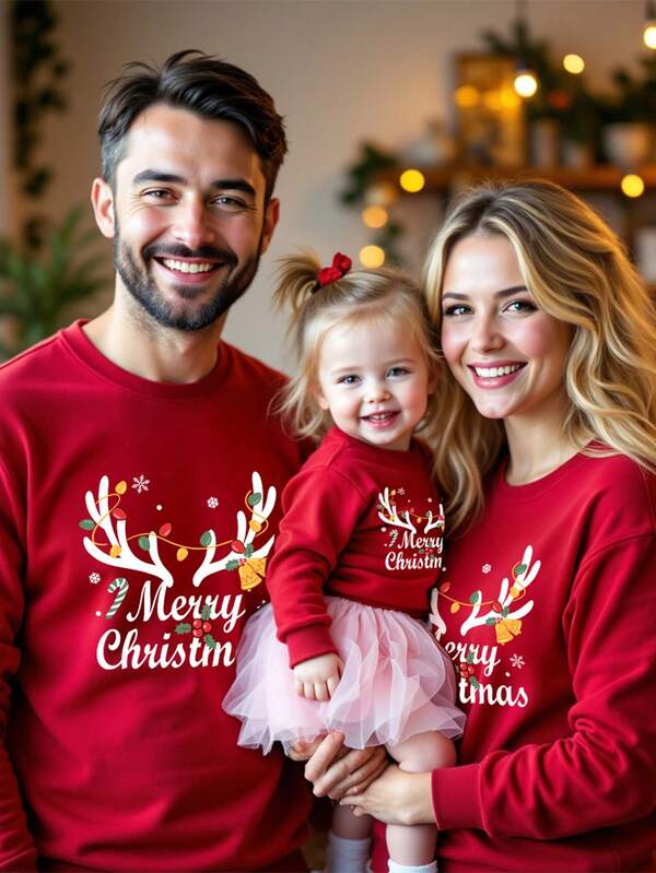 Manfinity RelaxMax Sudadera holgada de cuello redondo con caída de hombros, talla estándar para hombre, sudadera navideña, adecuada para reuniones familiares, regalo para el novio