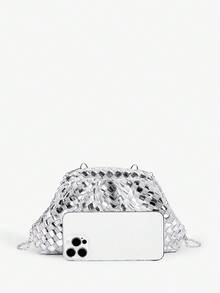 SHEIN SXY Women's Fashionable Elegant Gold Evening Clutch - Silver - View 4