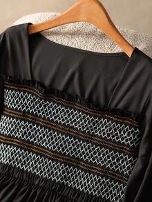 Elaquor Plus Size Women Casual Cinched Waist Top - Black - View 4