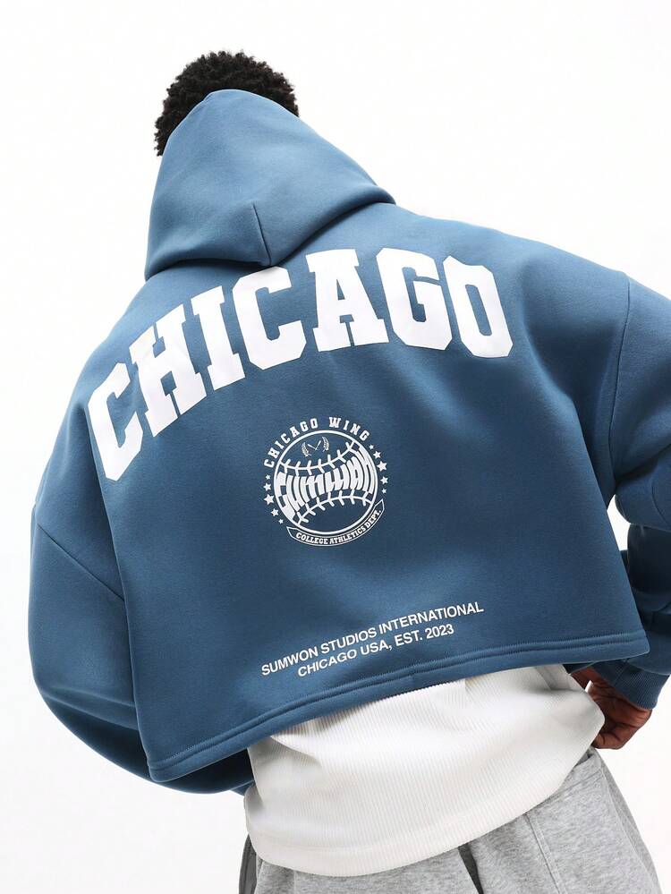 Moletom com capuz e estampa Chicago