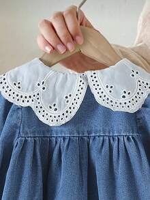 SHEIN 2件套女婴休闲乡村风彼得潘领牛仔套装，秋冬