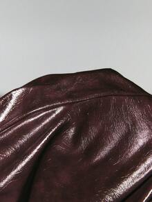 ATUI Studio Women's PU Leather Pants, High Waist Cracked Texture, Straight Leg, Casual, Fashion Versatile, Suitable For Work And Occasions