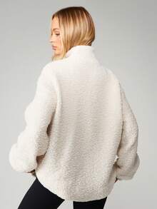 Missguided x Playboy Sherpa Funnel Neck Zip Sweatshirt With Logo Print For Cold Weather - White - View 2