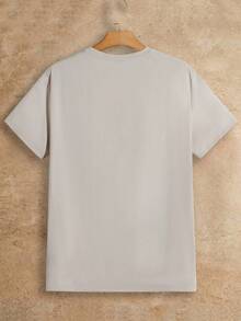 Manfinity NXTstreet Men T-Shirts Fit Crew Neck Short Sleeve Graphic Tee Casual Going Out Summer - Khaki - View 2