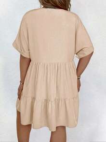 EMERY ROSE 大碼寬鬆純色蝙蝠袖休閒夏季連衣裙