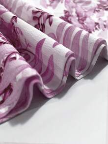 INAWLY 女士时尚休闲浪漫度假花卉印花性感V领连衣裙 - 紫色 - 查看 5