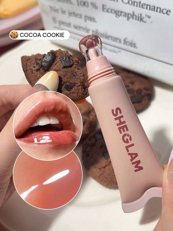 SHEGLAM ملمع الشفاه المرطب Crystal Glaze-ملمع شفاه شفاف مرطب بنكهة كوكي الكاكاو ملمع شفاه شفاف مائي مرآوي مرطب يقلل من الخطوط الدقيقة على الشفاه مكياج الشفاه روج,ملمع شفاه شفاف علامة تجارية جمال مكياج مستحضرات تجميل للنساء الفتيات مثالي لفصل الخريف الشتاء مثالي ل- Y2K أزياء أنيقة هدية حفلة جاهز أفضل لون