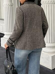 Calvaya 女式简约日常长袖夹克 - 棕色 - 查看 2