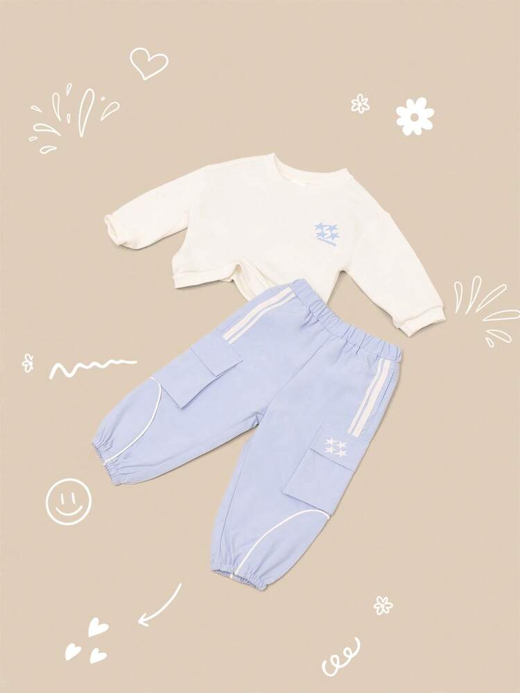 Conjunto de sudadera con capucha y jogger con estampado de estrellas