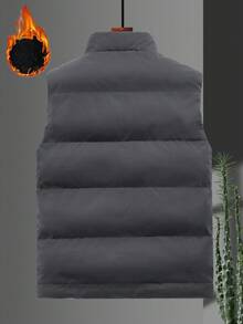 Manfinity Homme Men's Winter Thickened Thermal Lined Padded Vest Jacket - Grey - View 2