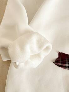 Elaquor بلوزة رياضية فضفاضة مطرزة بفيونكة مربعات مناسبة للمقاسات الكبيرة للنساء، تناسب جميع المناسبات، مناسبة لعيد الميلاد - بيج - مشاهدة 10