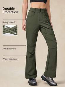 OutZeal 女式无 PFC 防水弹力喇叭裤绿色户外徒步露营裤 - 綠色 - 查看 2