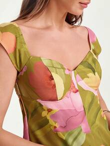 CAJUNI Women's Floral Print Halter Sleeveless Casual Jumpsuit