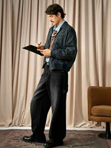 RivetRise Men's Loose Fit Pockets Wide Leg Casual Jeans Pants - Black - View 6