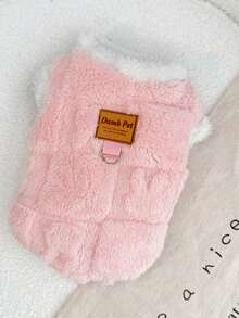 PETSIN 1 pieza de chaleco de peluche de conejo a cuadros rosa con hebilla de tracción, ropa de doble cara de peluche grueso y cálido para mascotas jóvenes en otoño e invierno - Rosa - Ver 6