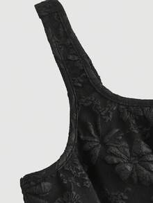 SHEIN MOD Robe vintage de style palais en jacquard pour femmes de grande taille. Robes d'été pour femmes, robes de demoiselle d'honneur, vêtements de rentrée scolaire, robe de douche de mariage - Noir - Voir 3