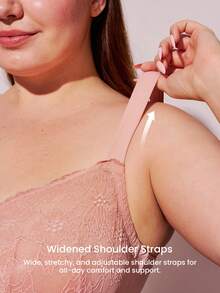 LUVLETTE Plus Full Coverage Breathable Unlined Floral Lace Elegance Lingerie Lounge Curve Sheer Bridal Intimates Minimizer Bra - Dusty Pink - View 4