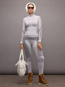 Activina Mallas de base de compresión para deportes de esquí al aire libre en invierno - Blanco Crema - Ver 7