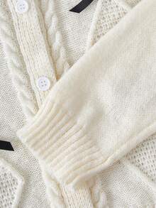Tween Girl Cardigans,Cream White Soft Knit Cardigan With Bow,Back-To-School Autumn Casual Party Short Sweater For Kids,Wedding Guest Outfits - Beige - View 8