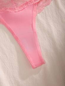 Eraneu 3pcs/Pack Sexy Solid Color Seamless Lace Splice Thong Panties - Multicolor - View 3