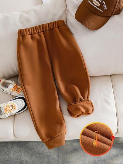 Genkimix Kids Young Boy 复古风格羊毛连帽衫和慢跑裤套装，咖啡棕色