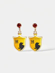 HARRY POTTER X SHEIN 一对黄色复古吊坠耳环 - 彩色 - 查看 4