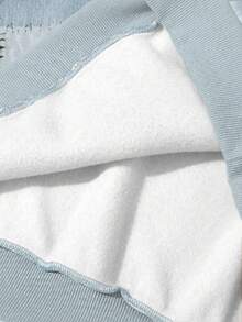 Glissea 复古蓝色牛仔效果拼贴印花连帽女式卫衣，秋冬，秋冬连帽卫衣，女士礼物，节日卫衣，单品，时尚T恤，美妆卫衣卫衣，兄弟姐妹礼物，姐妹礼物，趣味卫衣，休闲简约时尚卫衣 - 藍色 - 查看 4