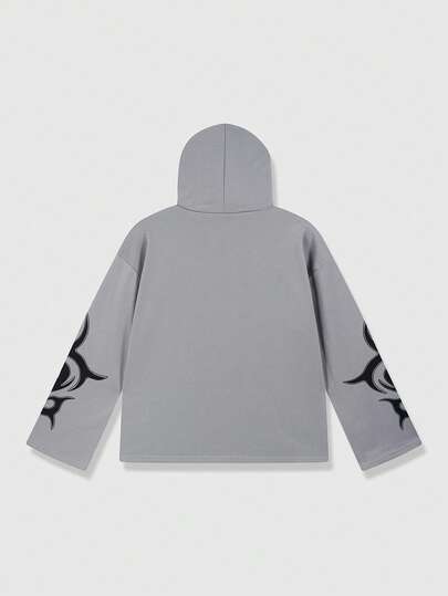 Street Life Sudadera con capucha casual de manga larga con parches de color contrastante para hombres, versátil y de moda para el streetwear